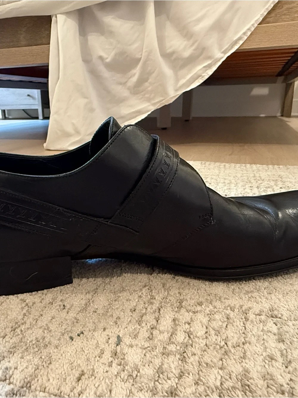Louis Vuitton Black Leather Single Monk Strap Dress Shoes